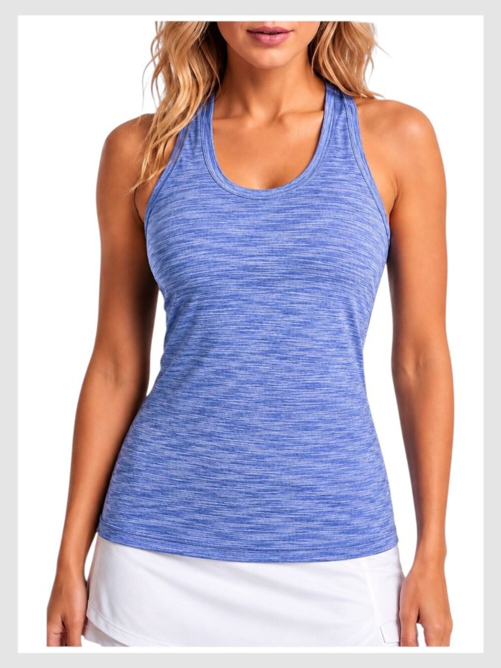 Athleta Racerback Tank Blue Heathered Stretch XL